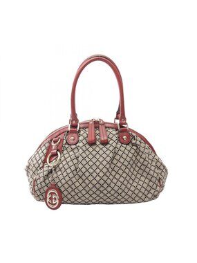 Gucci Handbag Sukey Diamante Red Beige Black Canvas Leather Tote